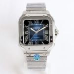 Cartier Santos Men Large Size 39.8*47.5*9.08mm 316L Steel 2824/9015 Movement Blue/White Watch